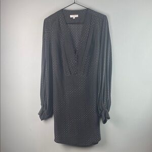 Equipment Femme Long-Sleeve V-Neck Silk Dress Size M